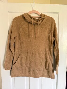 Athleta Cozy Camel Cowl Neck Merino Wool Women's Hoodie Sweatshirt